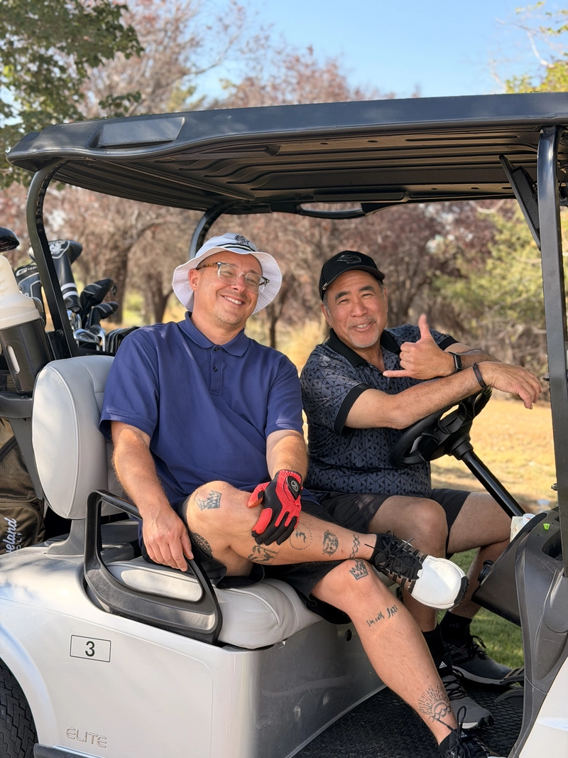 Players in a Golf Kart